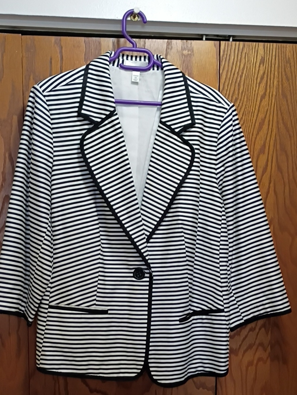 Striped Black and White Women's Blazer Jacket